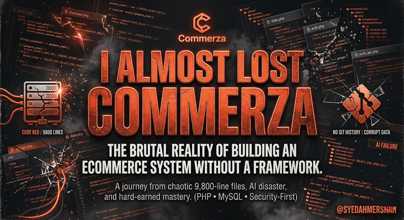 I Almost Lost Commerza: The Brutal Reality of Building an Ecommerce System Without a Framework